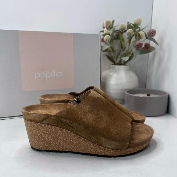 Papillio Birkenstock Namica Suede Leather Wedge Tea Narrow Fit Women 6 NWB - Picture 3 of 11